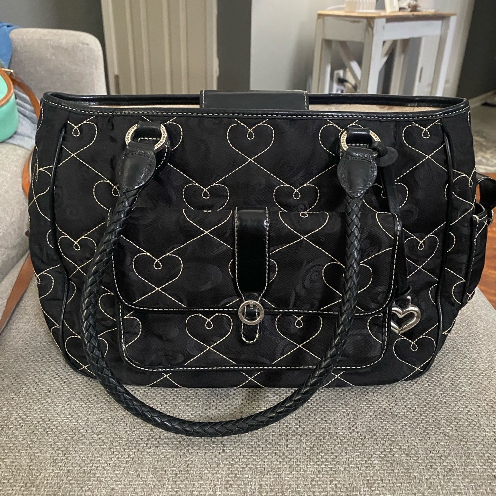 Brighton Black Heart Pattern Shoulder Bag